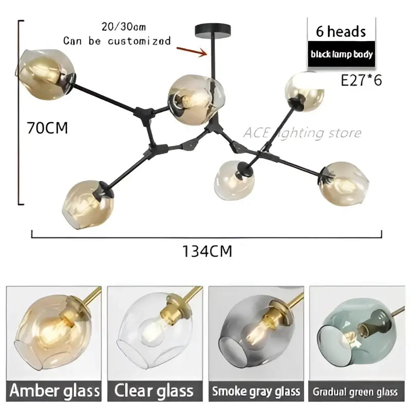 Teal Glass Bubble Chandelier