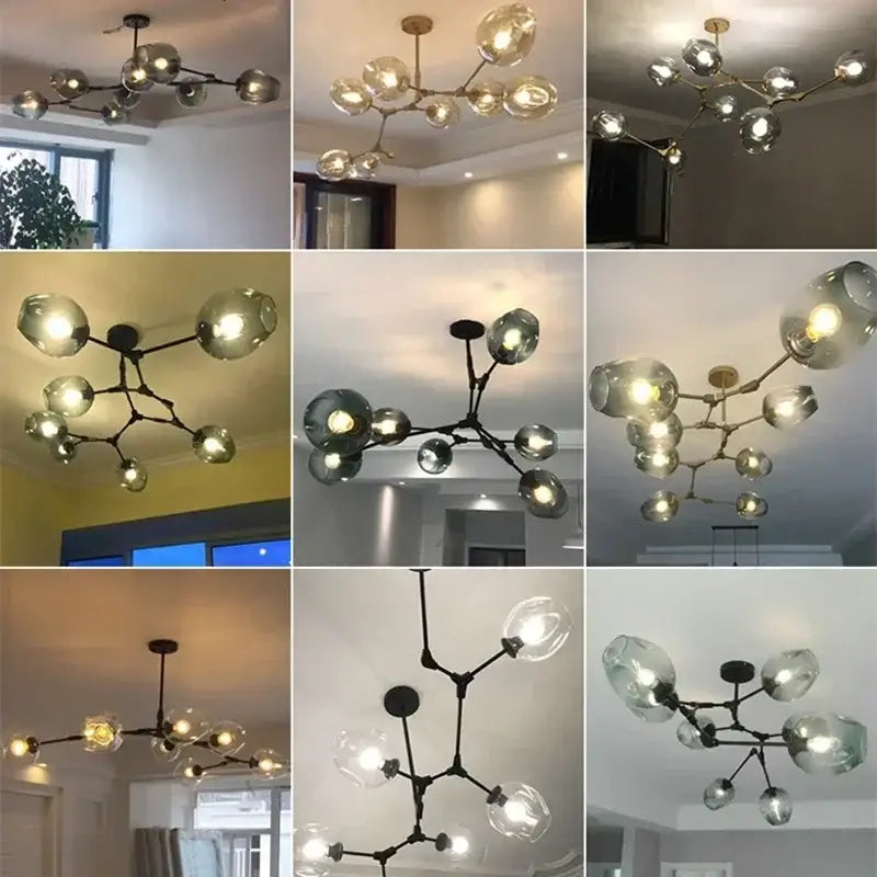 Teal Glass Bubble Chandelier