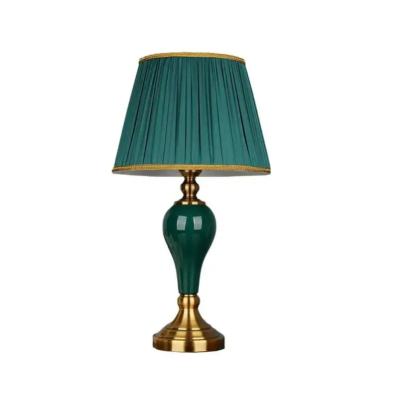 Teal Ceramic Table Lamp for Bedroom or Living Room