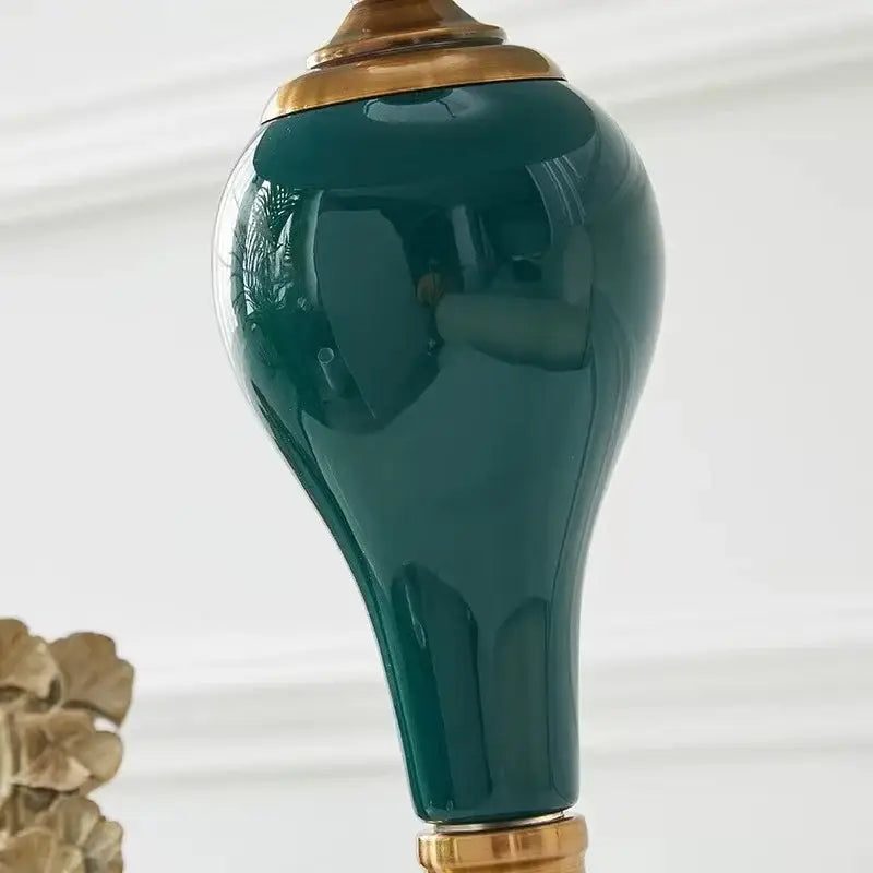Teal Ceramic Table Lamp for Bedroom or Living Room