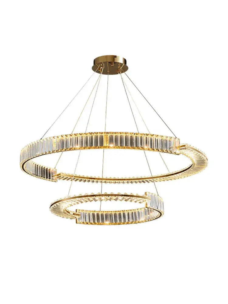 Crystal Gold Ring Dimmable Dining Room Chandelier