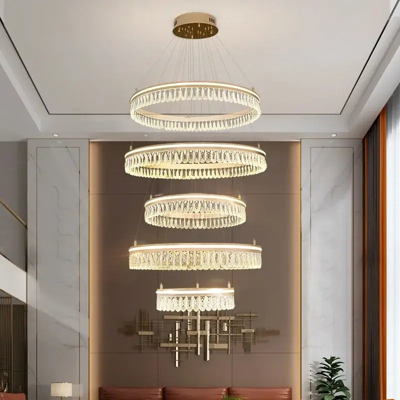 Gold Crystal LED Dimmable Ring Chandelier