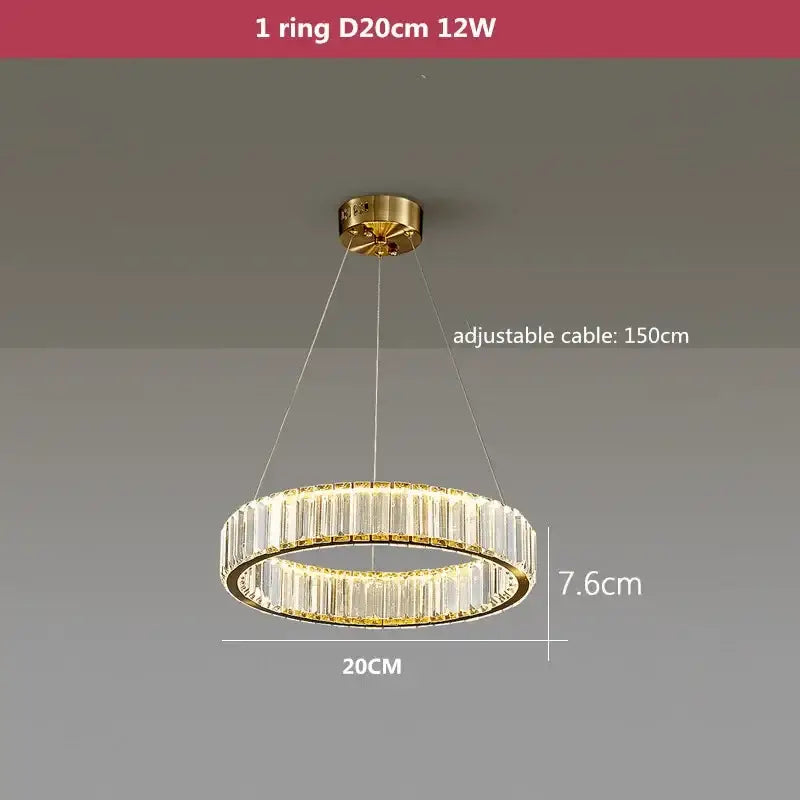 Gold Crystal Dimmable Entryway Pendant Light