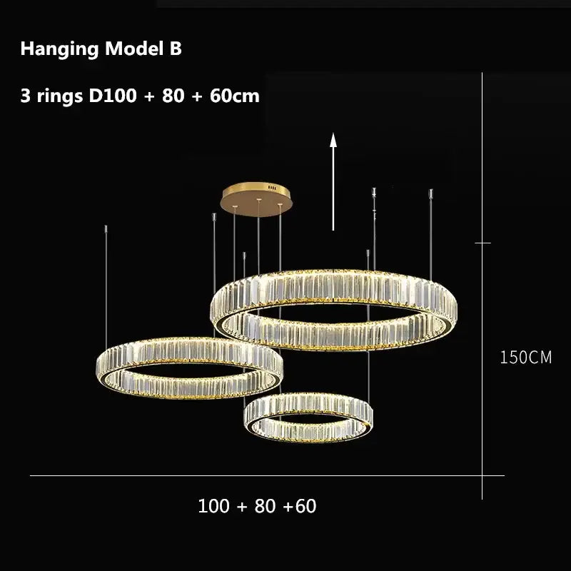 Gold Crystal Dimmable Entryway Pendant Light