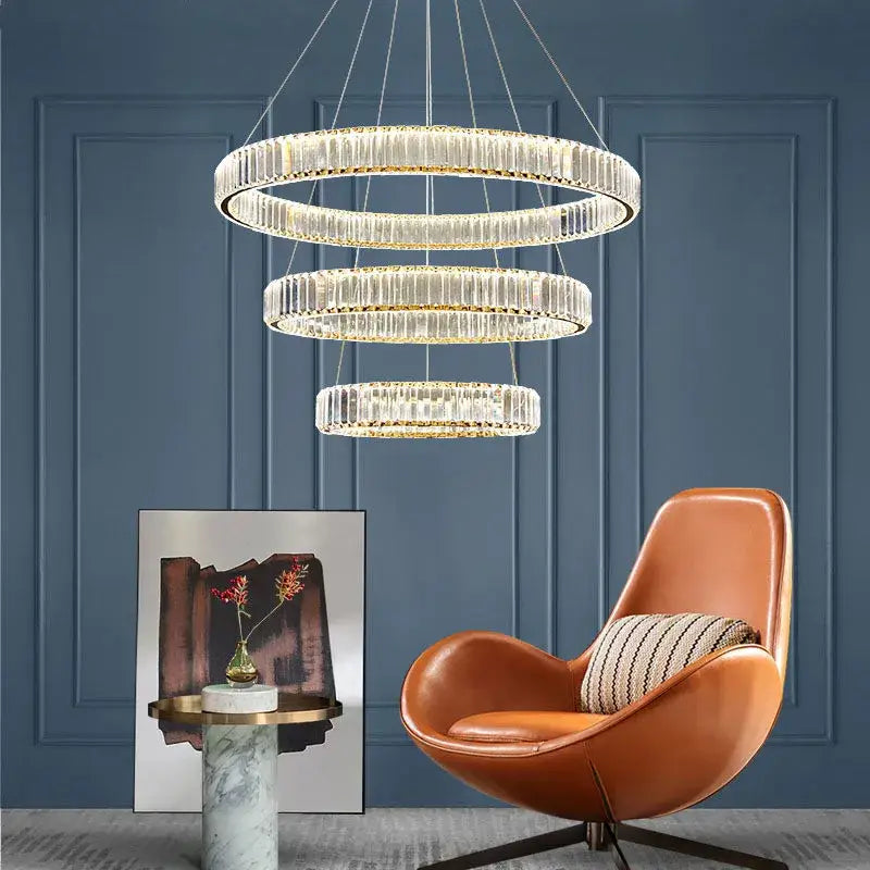 Gold Crystal Dimmable Entryway Pendant Light
