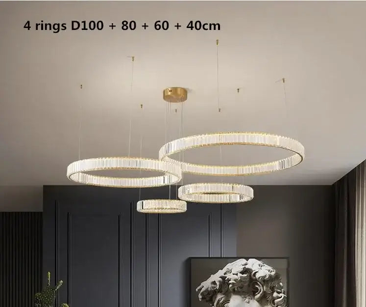 Gold Crystal Dimmable Entryway Pendant Light