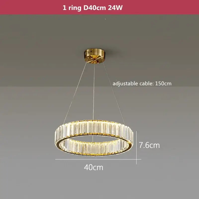 Gold Crystal Dimmable Entryway Pendant Light