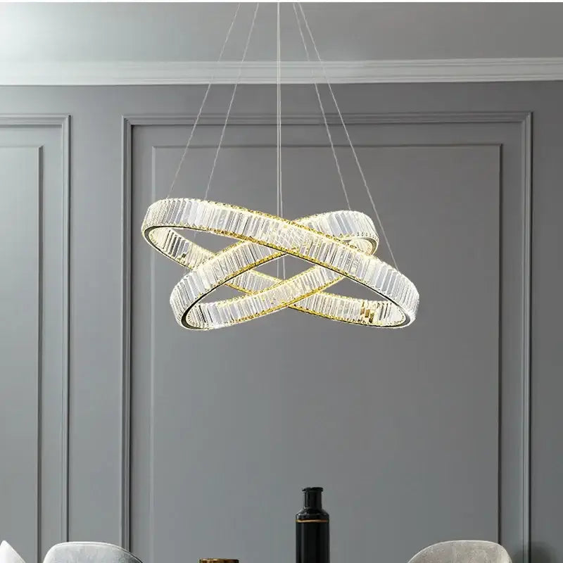 Gold Crystal Dimmable Entryway Pendant Light