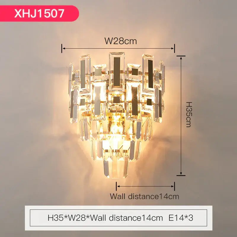 Clear Crystal Wall Sconce Postmodern 35cm