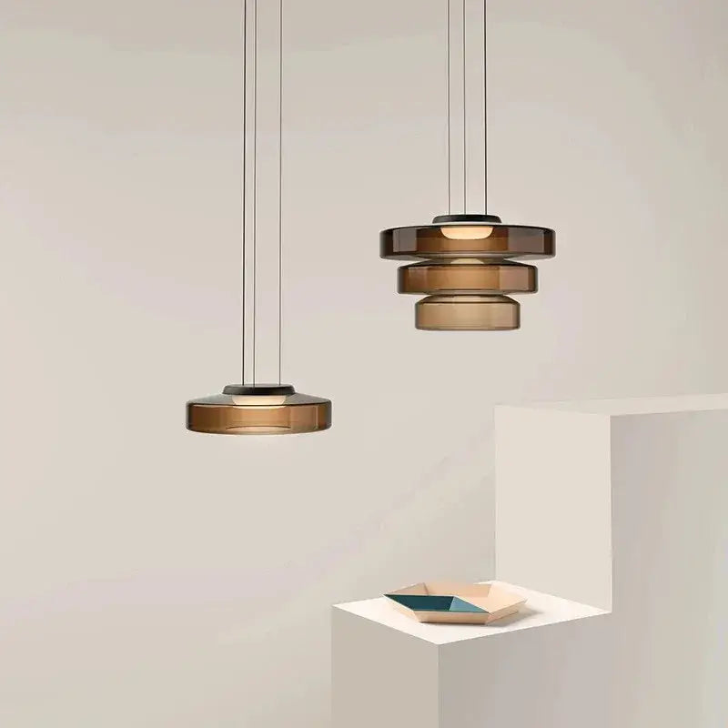 Amber Glass Danish Kitchen Pendant Light