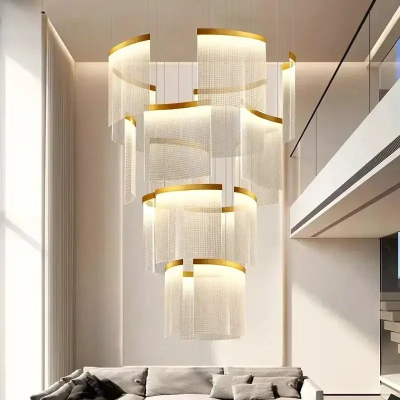 Gold Tiered LED Chandelier
