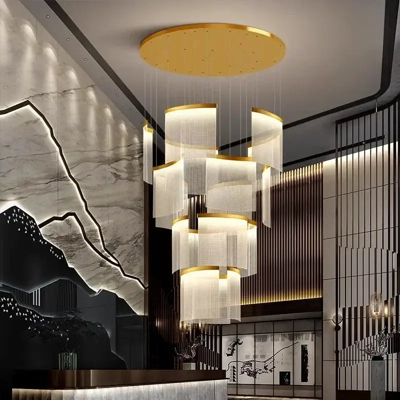 Gold Tiered LED Chandelier