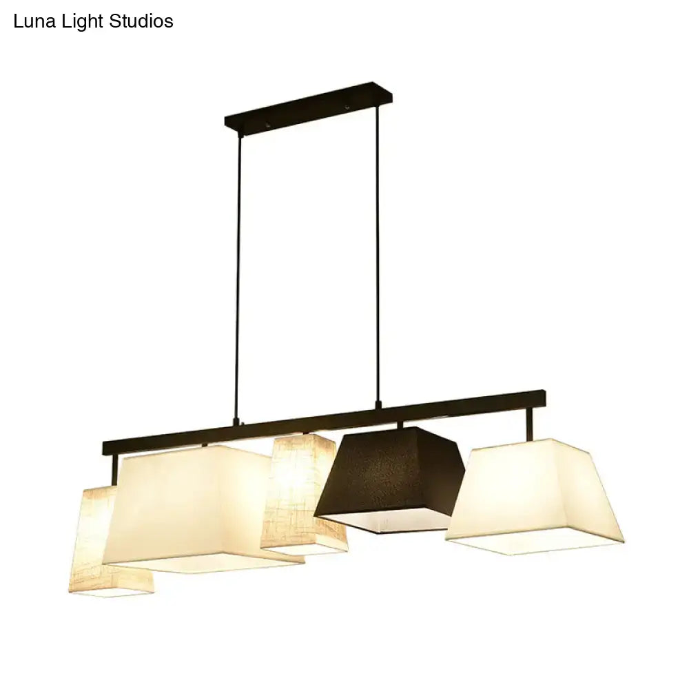 Black White Fabric Trapezoid Five-Light Island Light
