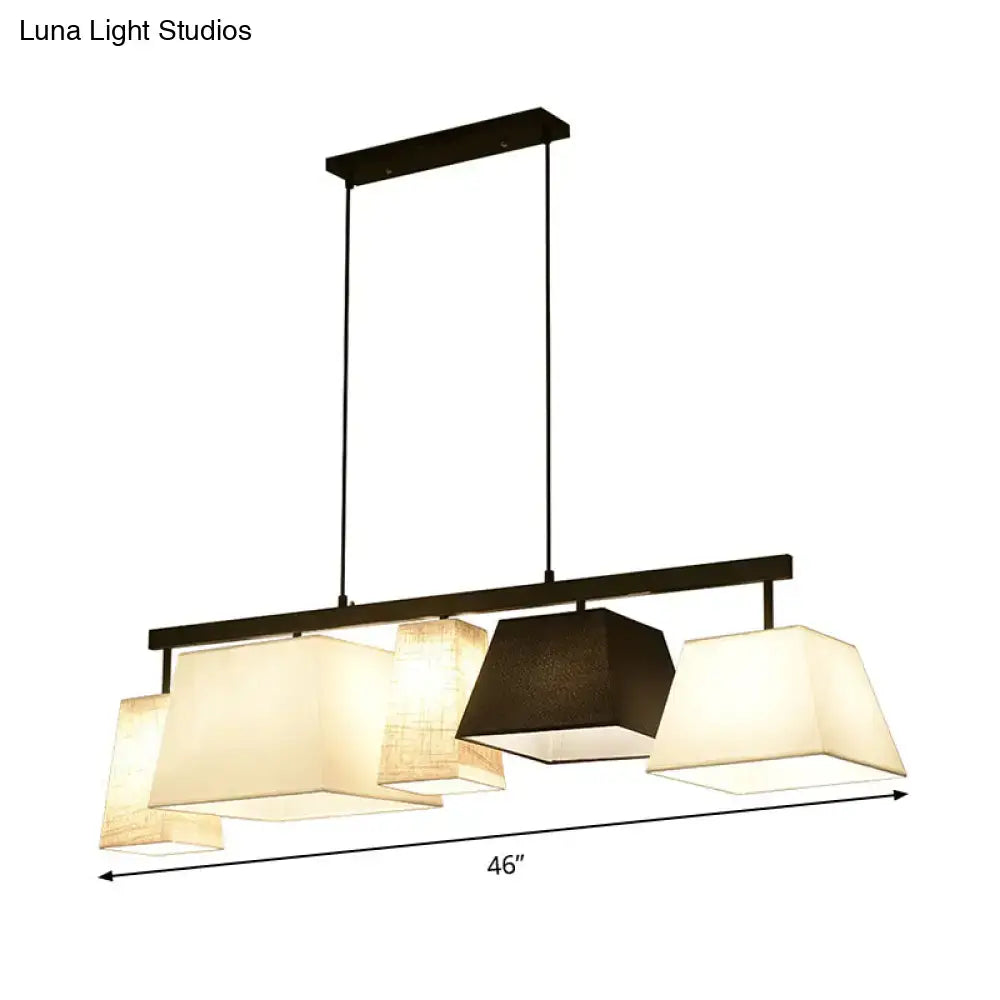 Black White Fabric Trapezoid Five-Light Island Light