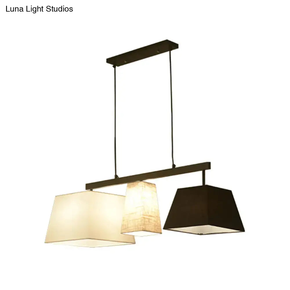 Black White Fabric Trapezoid Five-Light Island Light