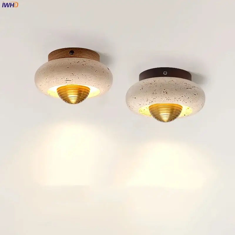 Travertine Walnut Ceiling Light