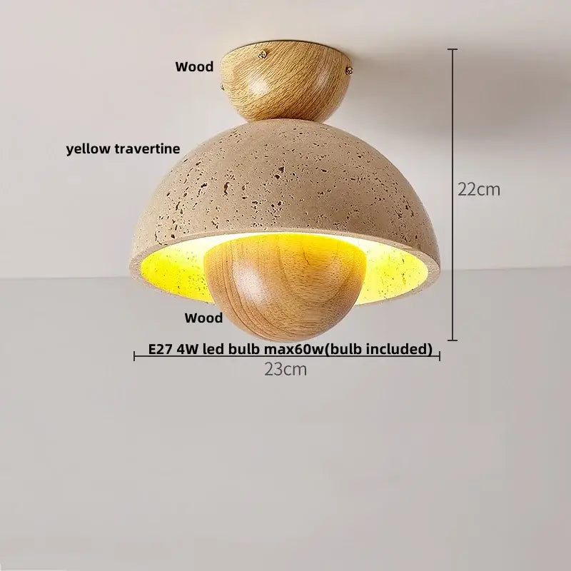 Travertine Walnut Ceiling Fixture