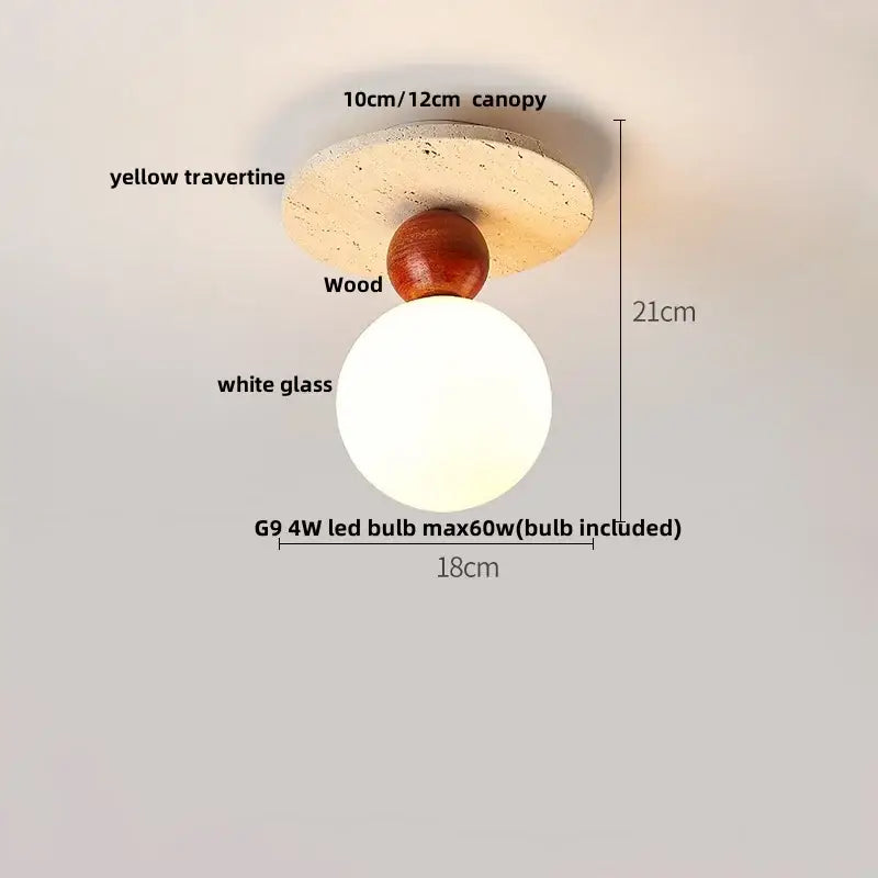 Yellow Travertine Ceiling Light