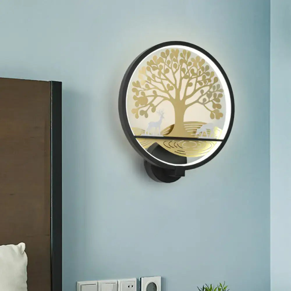 Black Tree Life Wall Lamp