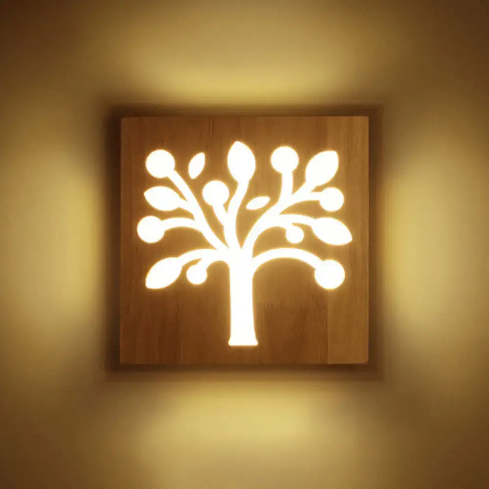 Wood Tree Silhouette Wall Sconce