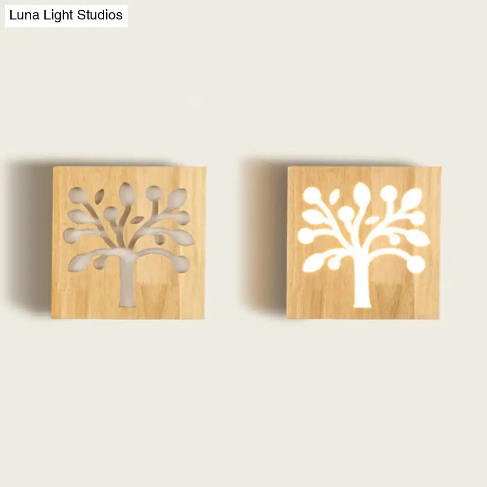 Wood Tree Silhouette Wall Sconce