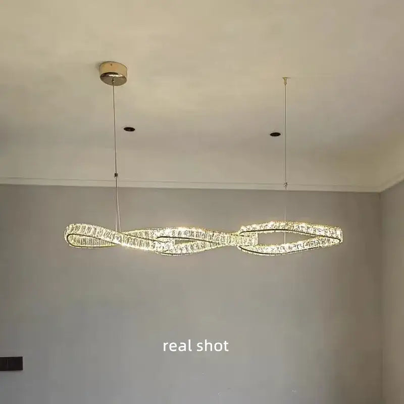 Gold Crystal Pendant Light with Remote Dimmer