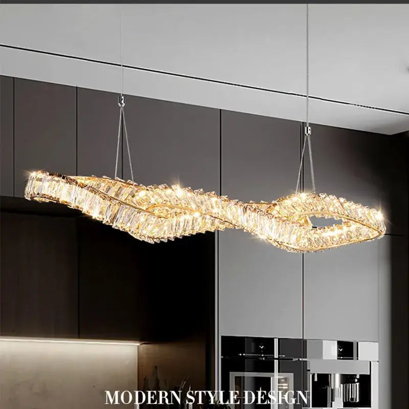 Gold Crystal Pendant Light with Remote Dimmer
