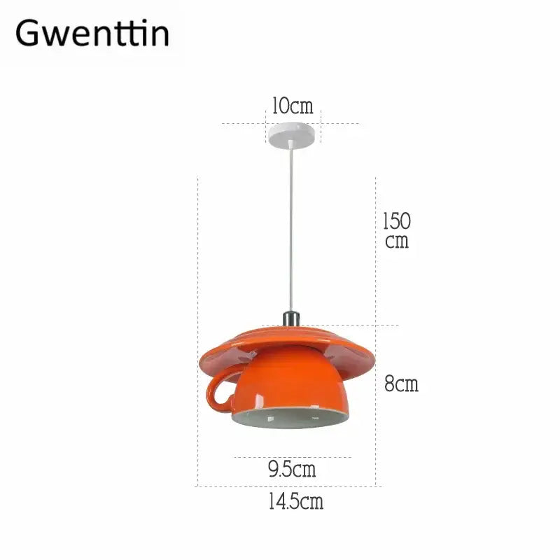 Ceramic Cup Pendant Light in Vibrant Colors
