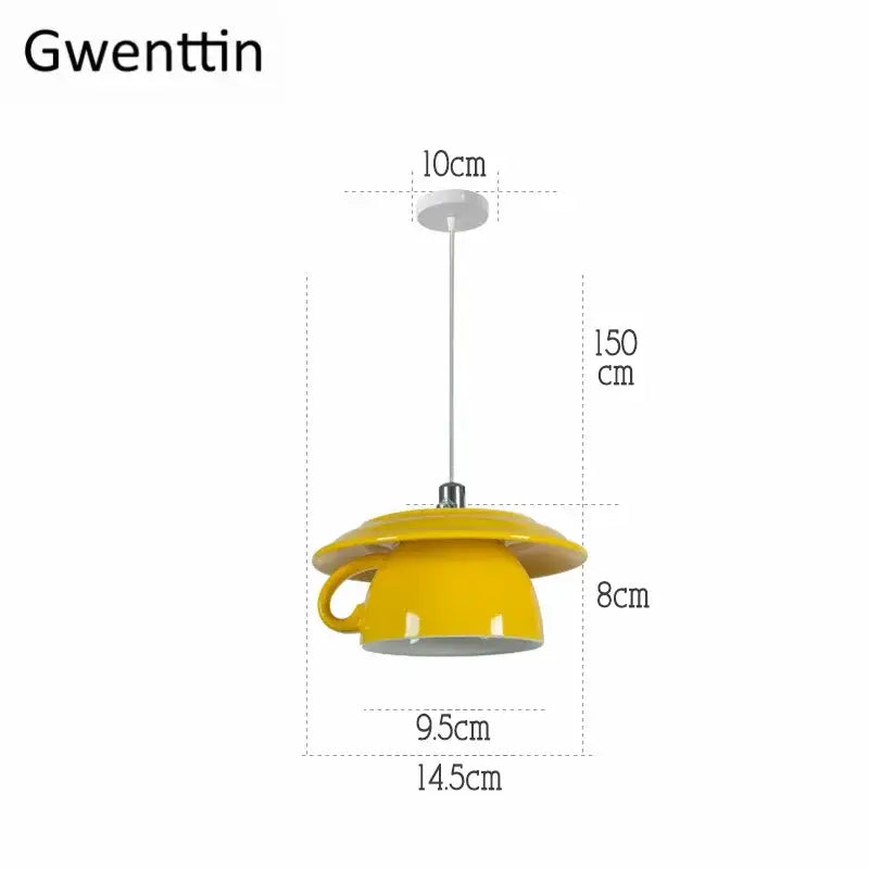 Ceramic Cup Pendant Light in Vibrant Colors