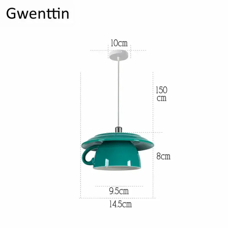 Ceramic Cup Pendant Light in Vibrant Colors