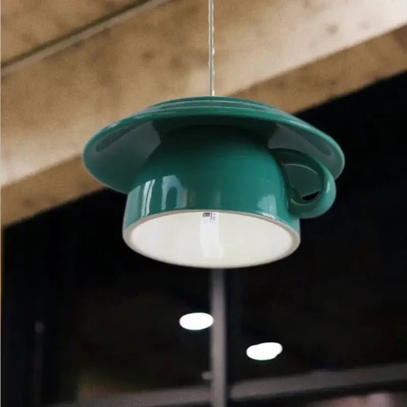 Ceramic Cup Pendant Light in Vibrant Colors