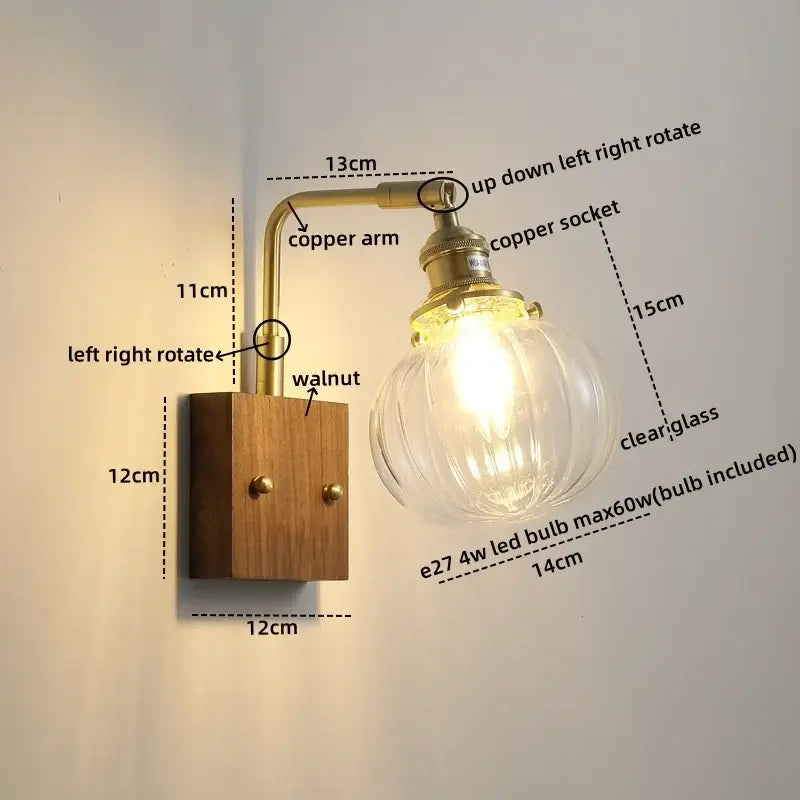 Walnut Copper Glass Sconce