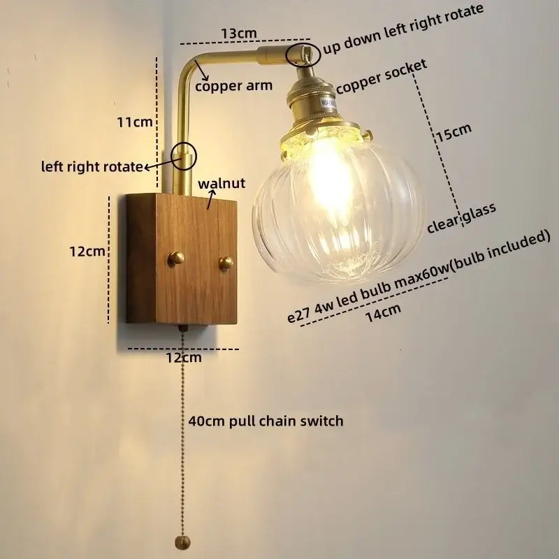 Walnut Copper Glass Sconce