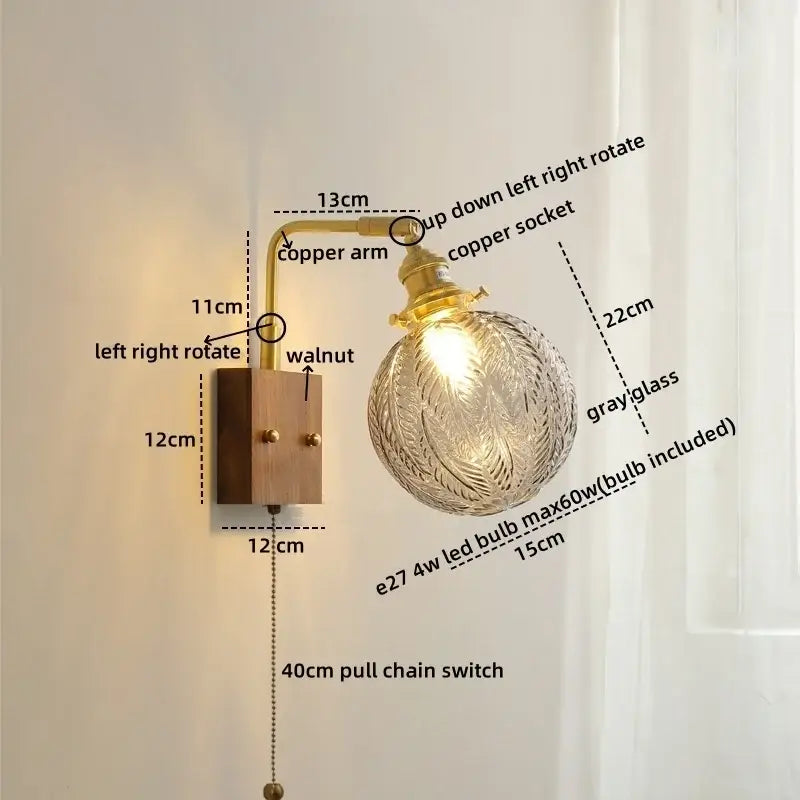 Walnut Copper Glass Sconce