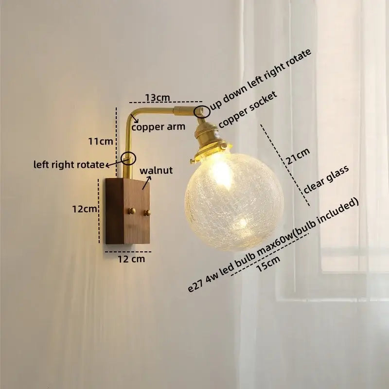 Walnut Copper Glass Sconce