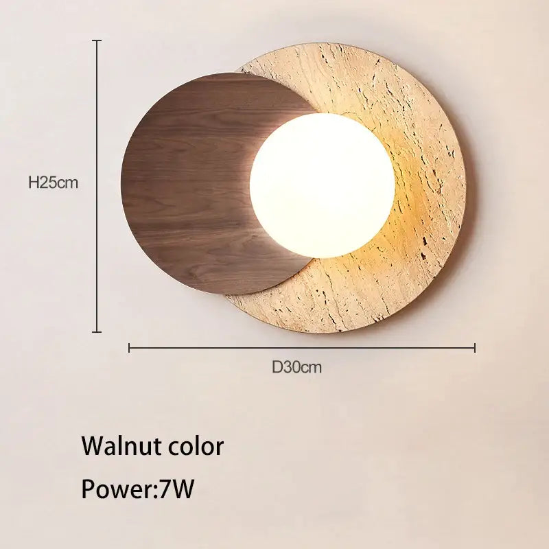 Walnut Circular Wall Sconce
