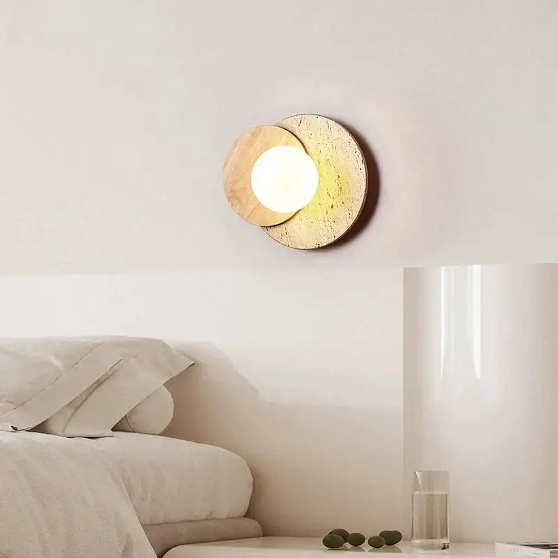 Walnut Circular Wall Sconce