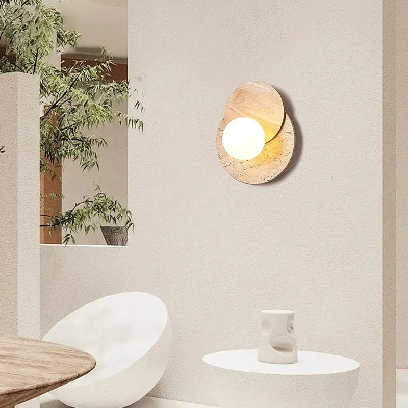 Walnut Circular Wall Sconce