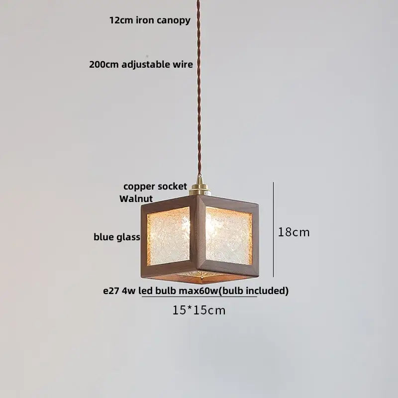 Walnut Glass Cube Pendant