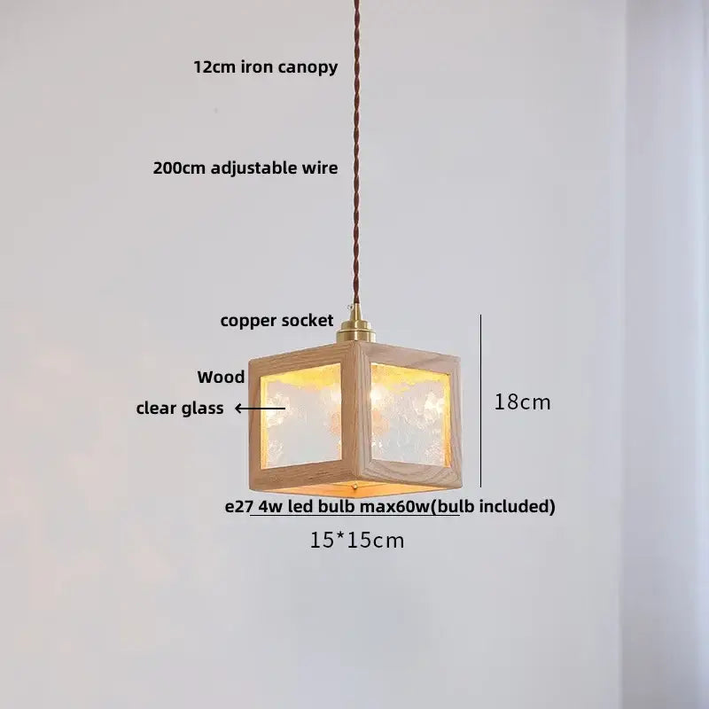 Walnut Glass Cube Pendant