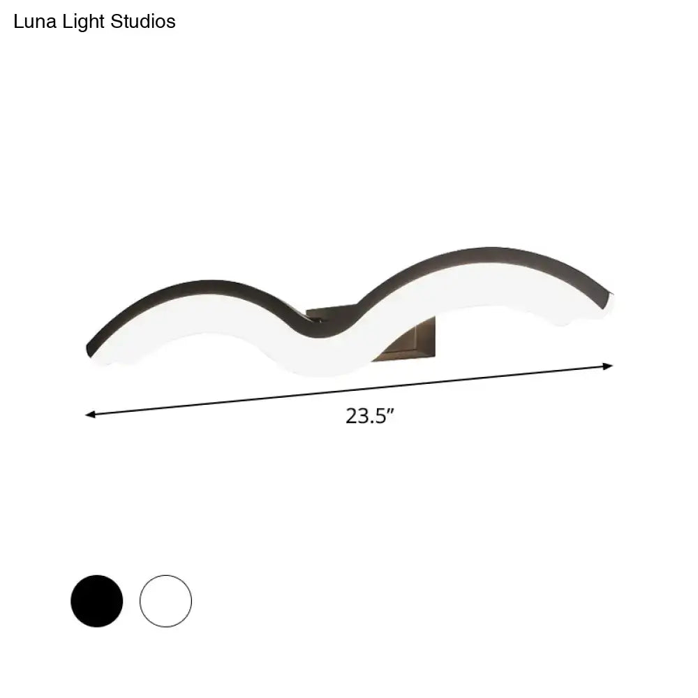Black White Wave Wall Sconce