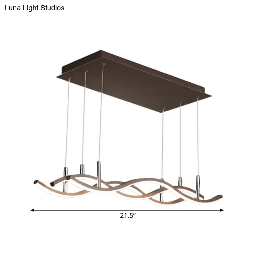Coffee Wavy Linear LED Island Pendant