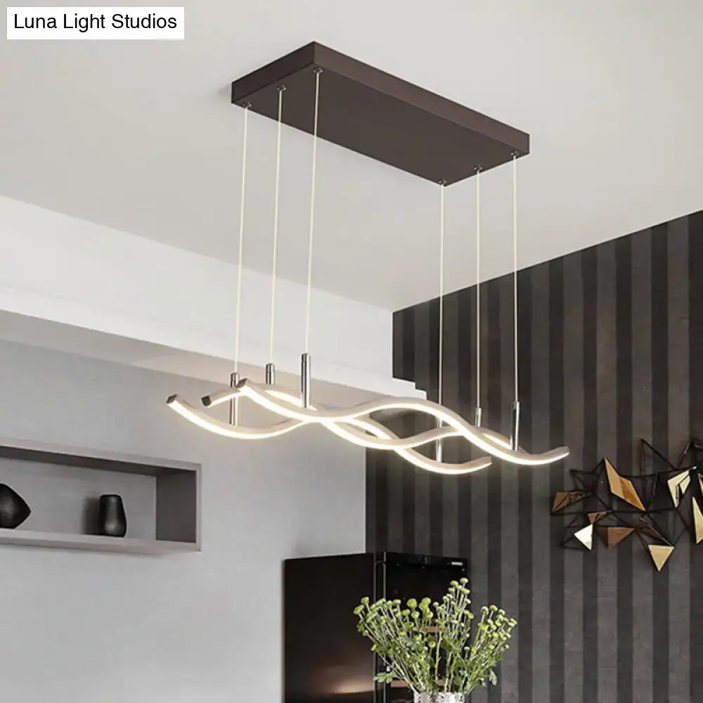 Coffee Wavy Linear LED Island Pendant