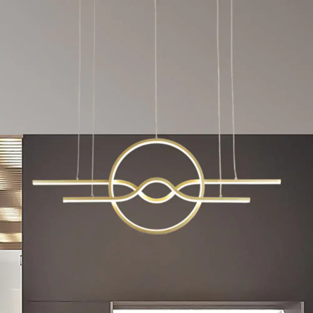Gold Wavy Warm White LED Pendant