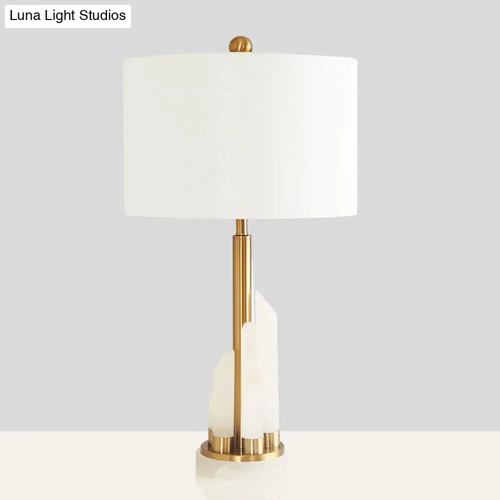 White Alabaster Drum Lamp