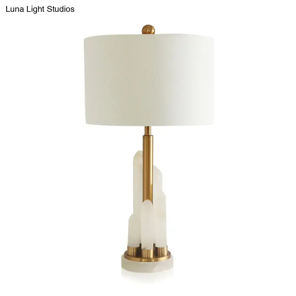 White Alabaster Drum Lamp