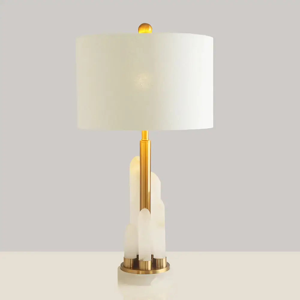 White Alabaster Drum Lamp