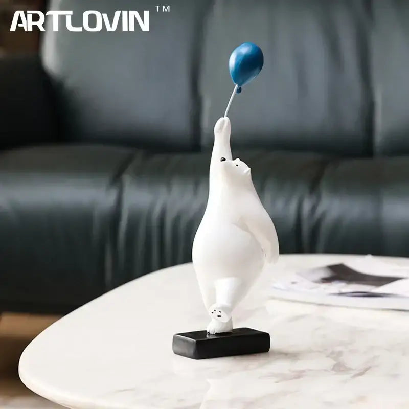 Flying Bear Balloon Figurine