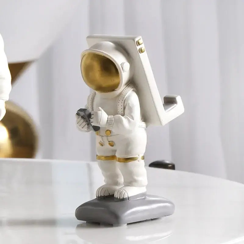 White Gold Astronaut Phone Holder