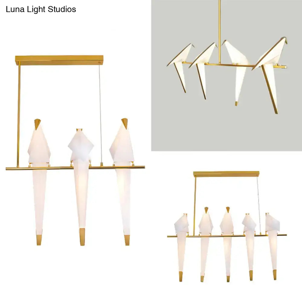 Gold Bird Plastic Five-Light Island Pendant